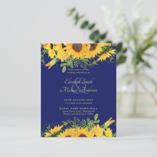 BUDGET Landelijke Zonnebloem Thema Trouw Uitnodigi (Staand voorkant)