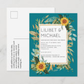 Budget Landelijke Zonnebloemen BOHO Groene Huwelij Briefkaart (Voorkant / Achterkant)