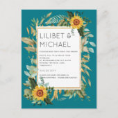 Budget Landelijke Zonnebloemen BOHO Groene Huwelij Briefkaart (Voorkant)