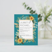 Budget Landelijke Zonnebloemen BOHO Groene Huwelij Briefkaart (Staand voorkant)