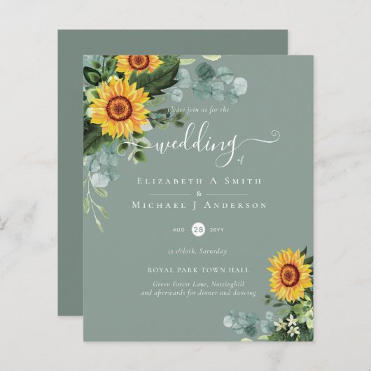 BUDGET Landelijke Zonnebloemen Eucalyptusbladeren  (Voorkant / Achterkant)