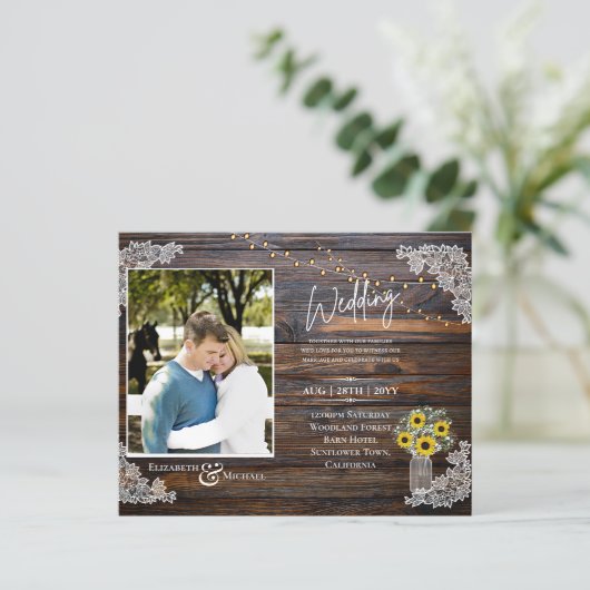 BUDGET Landelijke Zonnebloemen Foto Huwelijksuitno (Staand voorkant)