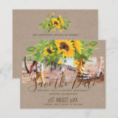 Budget Landelijke Zonnebloemen Foto Save The Dates (Voorkant / Achterkant)