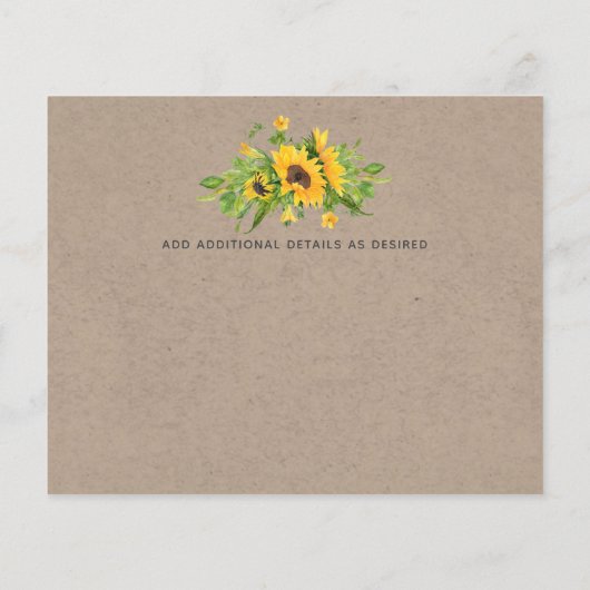 Budget Landelijke Zonnebloemen Foto Save The Dates (Achterkant)