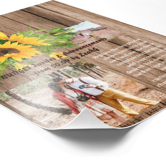 BUDGET Landelijke Zonnebloemen Foto Tekst Sjabloon Foto Afdruk (Hoek)