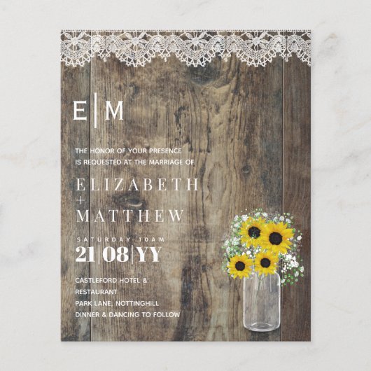 BUDGET Landelijke Zonnebloemen Gypsophila Trouw Ui (Voorkant)