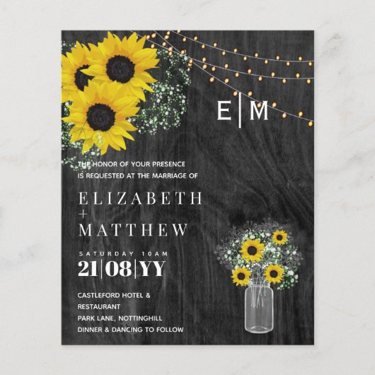 BUDGET Landelijke Zonnebloemen Gypsophila Trouw Ui (Voorkant)