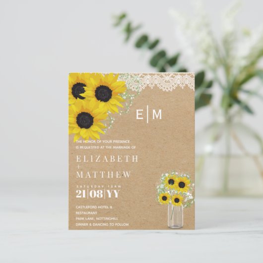 BUDGET Landelijke Zonnebloemen Gypsophila Trouw Ui (Staand voorkant)