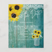 Budget Landelijke Zonnebloemen Kant Mason Jar Brui (Voorkant)