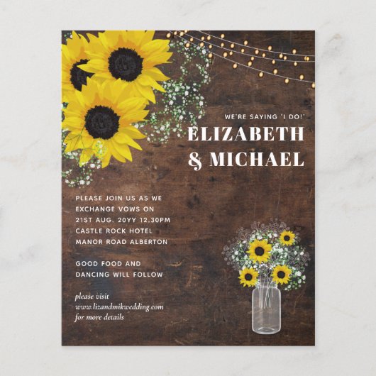 BUDGET Landelijke Zonnebloemen Lichten Trouw Uitno (Voorkant)