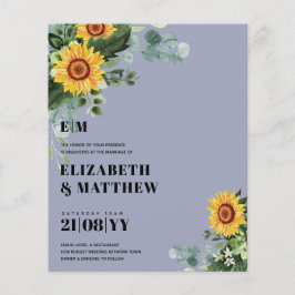 BUDGET Landelijke Zonnebloemen Moderne Tekst Trouw Flyer