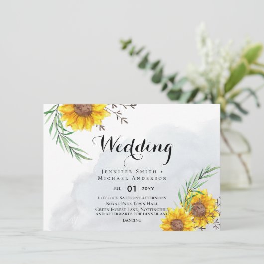 BUDGET Landelijke Zonnebloemen Olijfbladeren Bruil (Staand voorkant)