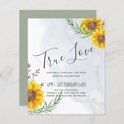 BUDGET Landelijke Zonnebloemen Olijfbladeren Bruil (Voorkant / Achterkant)