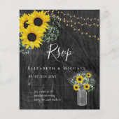 BUDGET Landelijke Zonnebloemen RSVP Bruiloft (Voorkant)