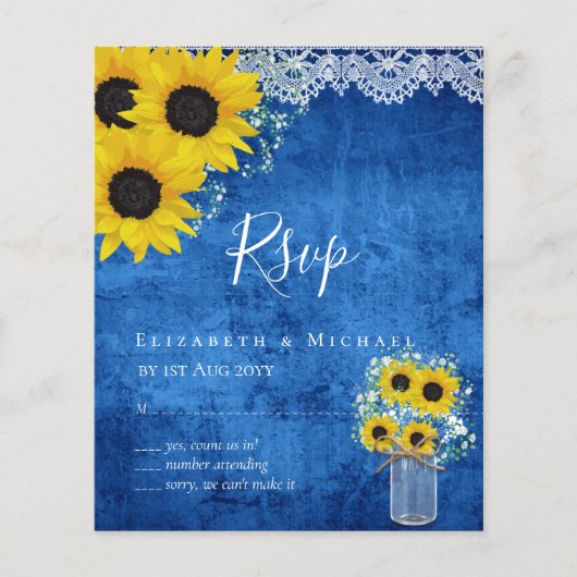 BUDGET Landelijke Zonnebloemen RSVP Bruiloft (Voorkant)