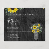BUDGET Landelijke Zonnebloemen RSVP Bruiloft (Voorkant)