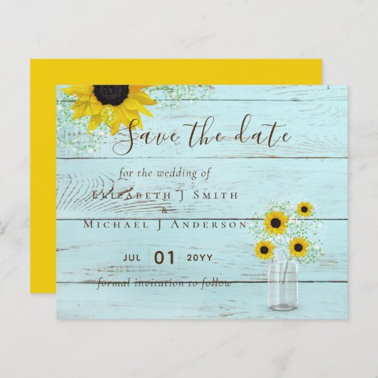 BUDGET Landelijke Zonnebloemen Trouwuw Datum Bespa (Voorkant / Achterkant)