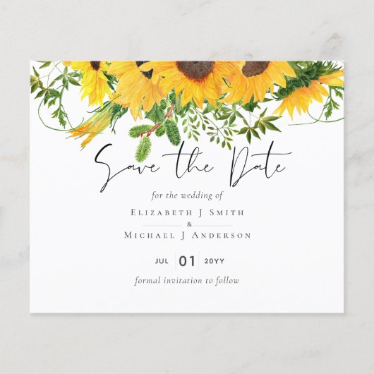 Budget Landelijke Zonnebloemen Zuidelijke Bruiloft (Voorkant)