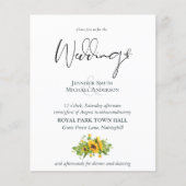 Budget Landelijke Zonnebloemen Zuidelijke Bruiloft (Voorkant)