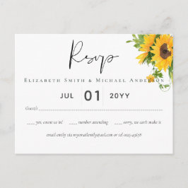 Budget Landelijke Zonnebloemen Zuidelijke Bruiloft Briefkaart