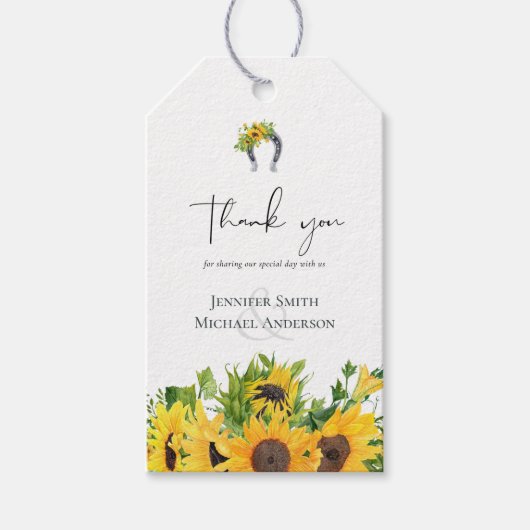 Budget Landelijke Zonnebloemen Zuidelijke Bruiloft Cadeaulabel (Voorkant)