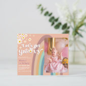 Budget Laten we Groovy Daisy Rainbow Foto Verjaard (Staand voorkant)