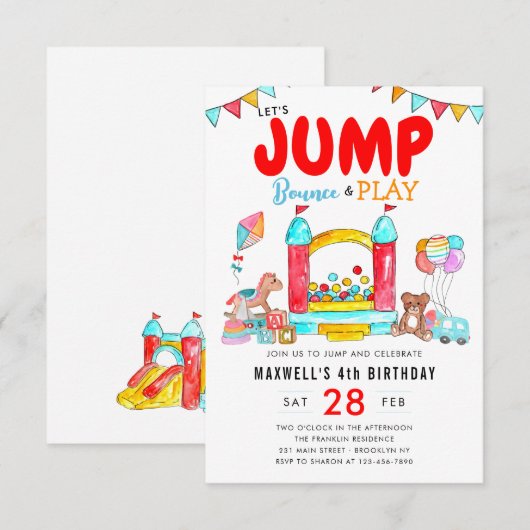 Budget Laten we springen Trampoline Park Verjaarda Notitiekaartje (Voorkant / Achterkant)