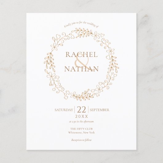 Budget Laurel Garland Trouw Uitnodiging (Voorkant)