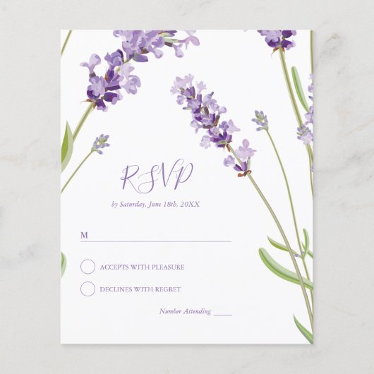 Budget Lavendel Bloemen Bruiloft RSVP (Voorkant)
