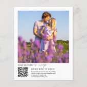 Budget Lavendel Bloemen QR Code Huwelijksuitnodigi (Achterkant)