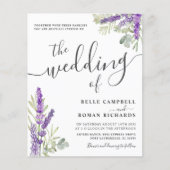 Budget Lavendel Bloemen QR Code Huwelijksuitnodigi (Voorkant)