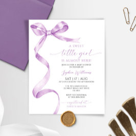 Budget Lavendel Bow Girl Baby shower Uitnodiging