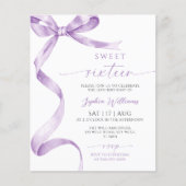 Budget Lavendel Bow Sweet 16 Verjaardag Uitnodigin (Voorkant)