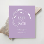 Budget Lavendel Bruiloft Save The Date Flyer<br><div class="desc">Uw verloving met dit budget aankondigen Sla het datumoverzicht op. Het beschikt over lavendellijnkunst in het wit met een mix van klassieke en scripttypografie in het wit over een stevige paarse achtergrond. Alle kleuren kunnen worden aangepast aan uw bruiloft kleurenschema. Gebruik de sjabloon velden om te personaliseren met jouw naam...</div>