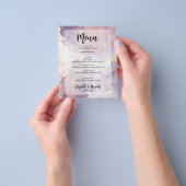 Budget Lavendel Goud Marmeren Trouwmenu Flyer (Hand)