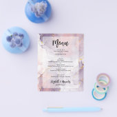 Budget Lavendel Goud Marmeren Trouwmenu Flyer (Enkel)