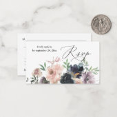 Budget Lavendel, Marine, Roze Bloemen 2SM Maaltijd Notitiekaartje (Voorkant / Achterkant in situ)