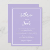 Budget Lavendel Moderne bruiloft uitnodiging (Voorkant / Achterkant)