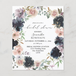 Budget Lavendel, Navy & Roze Bruidsdouche Flyer