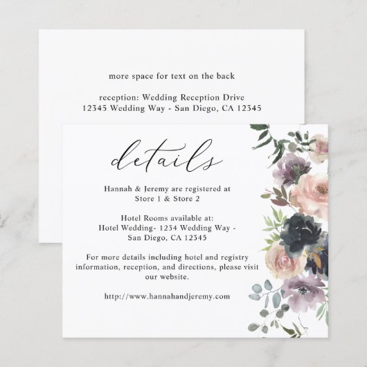Budget Lavendel Paars, Navy, Roze Bloemendetails (Voorkant / Achterkant)
