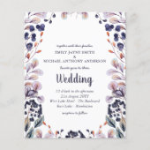 Budget Lavendel Paarse Bladeren Trouw Uitnodiging (Voorkant)