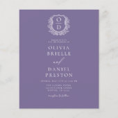 Budget Lavendel Paarse Crest bruiloft uitnodiging (Voorkant)