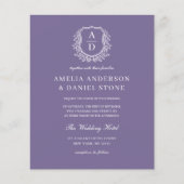 Budget Lavendel Paarse Crest bruiloft uitnodiging Flyer (Voorkant)