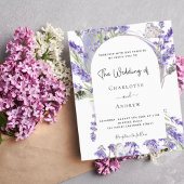 Budget lavender floral arch bruiloft uitnodiging
