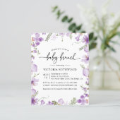 Budget Lavender Flowers Baby Brunch Uitnodiging (Staand voorkant)