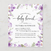 Budget Lavender Flowers Baby Brunch Uitnodiging (Voorkant)