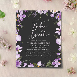 Budget Lavender Flowers Baby Brunch Uitnodiging