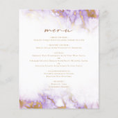 Budget Lavender Gold Marble Wedding Menu (Voorkant)