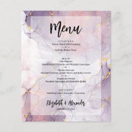Budget Lavender Gold Marble Wedding Menu