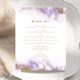 Budget Lavender Gold Marble Wedding Menu
